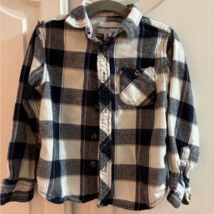 Distortion Kids Checkered Button-Down Shirt - Navy and White